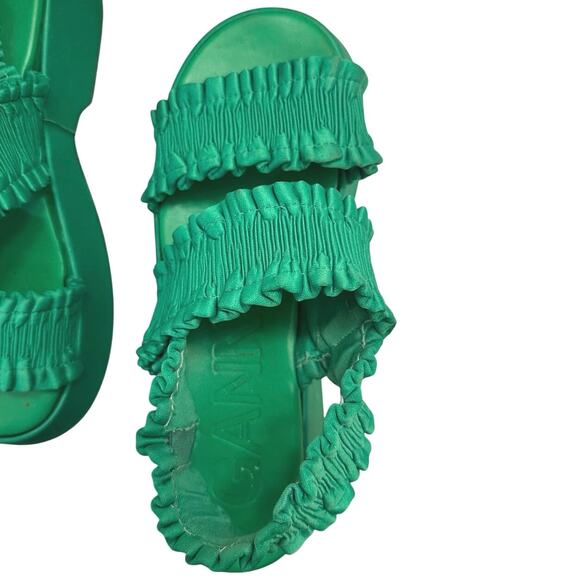 GANNI - Green Smock Platform Sandals - Size 11 - Picture 7 of 10